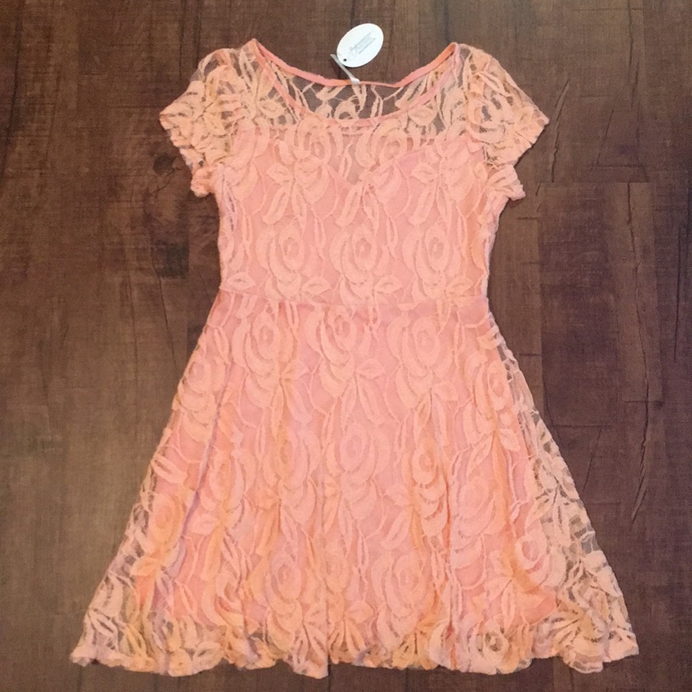 BRAND NEW Large Peach-Colored Lace Dress
